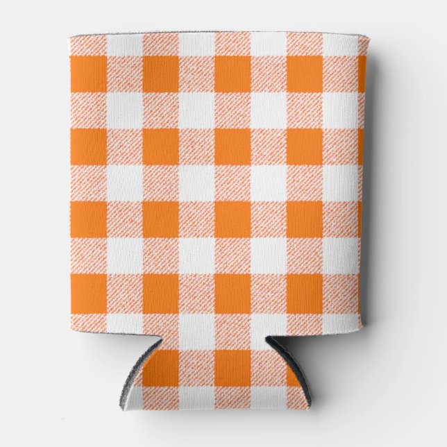 Gingham Check Orange Can Cooler (Front)