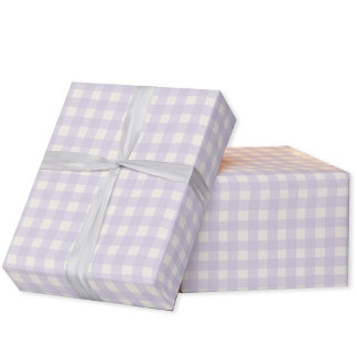 Gingham Check Pastel Lilac Purple Cream Wrapping Paper
