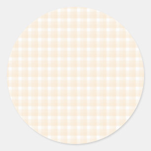 Gingham check pattern. Beige and White. Classic Round Sticker