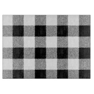 Gingham check pattern black and white cutting board