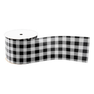 Gingham check pattern black and white grosgrain ribbon