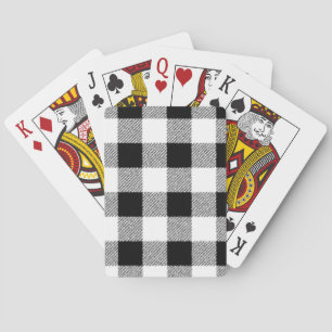 Gingham check pattern black and white playing cards