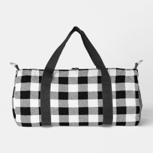 Gingham Check Pattern (Black) Duffle Bag