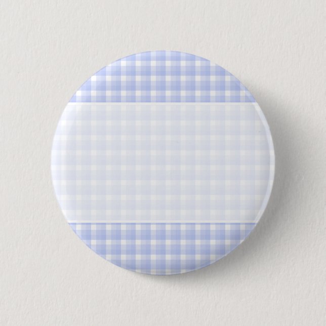 Gingham check pattern. Light Blue & White. 6 Cm Round Badge (Front)