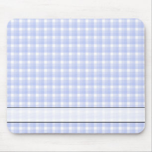 Gingham check pattern. Light Blue & White. Mouse Mat