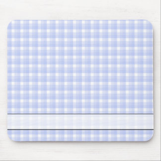 Gingham check pattern. Light Blue & White. Mouse Mat