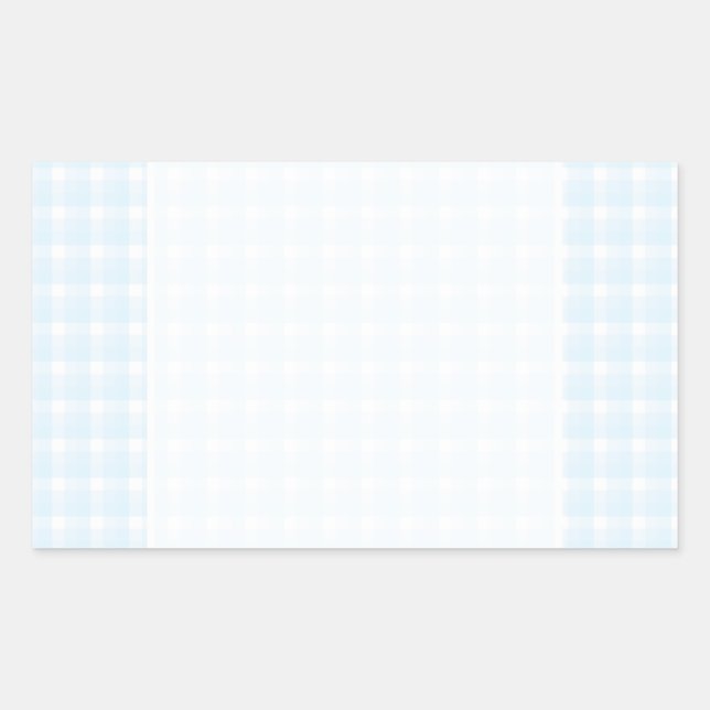 Gingham check pattern. Pale Blue and White. Rectangular Sticker (Front)