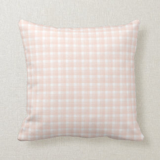 Gingham check pattern. Peach pink and white. Cushion