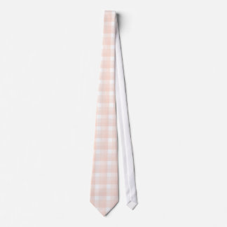 Gingham check pattern. Peach pink and white. Tie