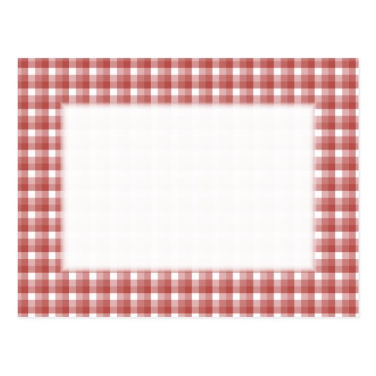 Gingham check pattern. Red and White. Postcard