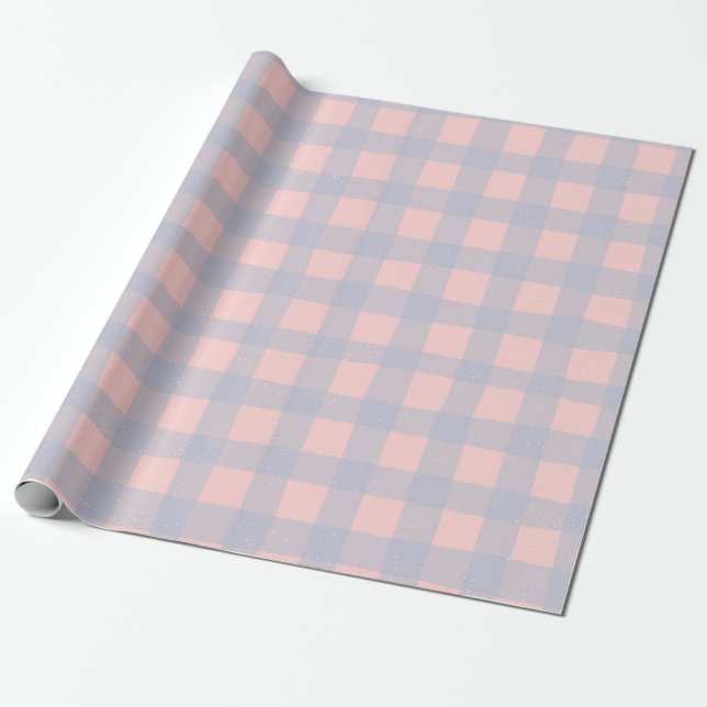 Gingham Check Pattern with White Speckles Wrapping Paper (Unrolled)