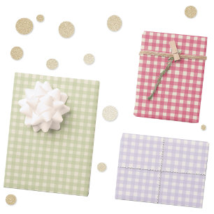 Gingham Check Plaid Hand Drawn Pretty Wrapping Paper Sheet