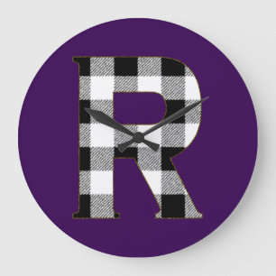 Gingham Check R Large Clock