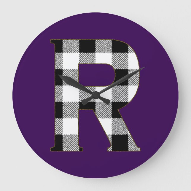 Gingham Check R Large Clock (Front)