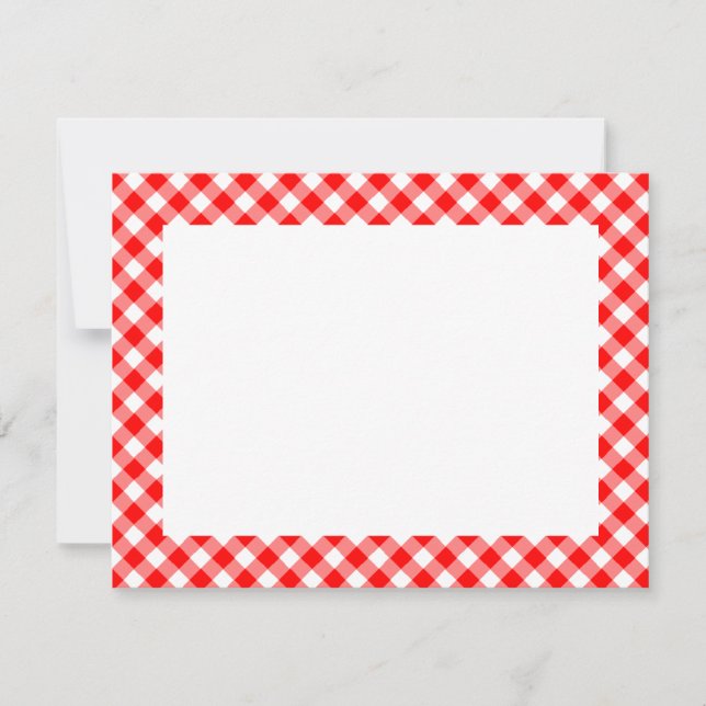 Gingham Check Red Holiday Card (Front)