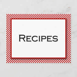 Gingham Check Red White Recipe Card