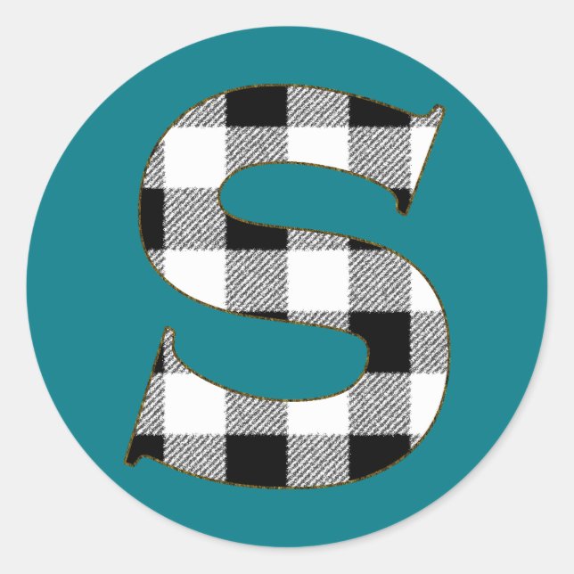 Gingham Check S Classic Round Sticker (Front)