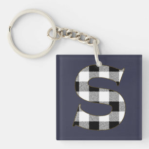 Gingham Check S Key Ring