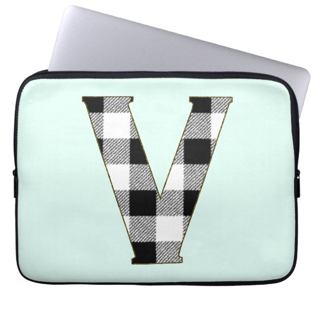 Gingham Check V Laptop Sleeve (Front)