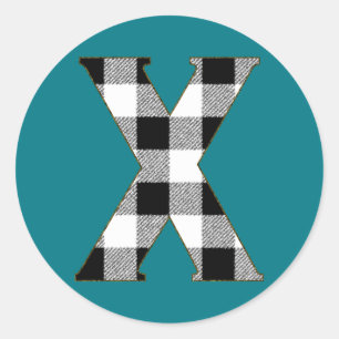 Gingham Check X Classic Round Sticker