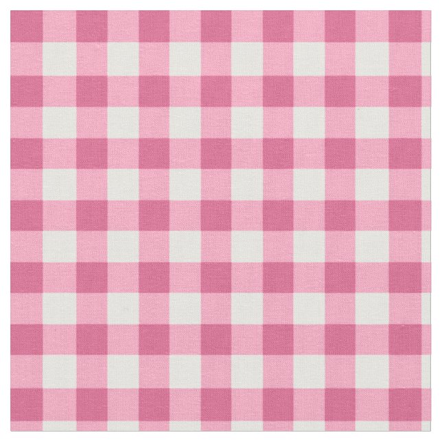 Gingham Checked Pattern | Pink And White Fabric (Close Up)