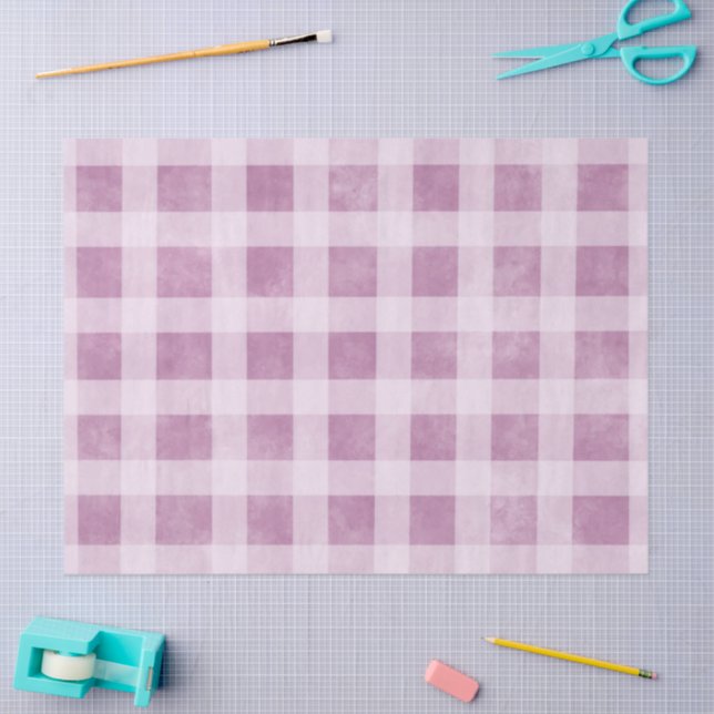 Gingham Checks Dusty Pink White Pattern Decoupage Tissue Paper (Craft)