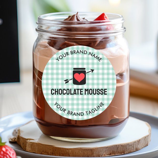 Gingham Checks Green Pattern Jar Label Business (Gingham Checks Green Pattern Jar Label Business)