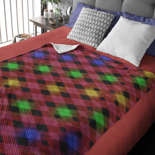 Gingham Chequered Multicolored Fleece Blanket
