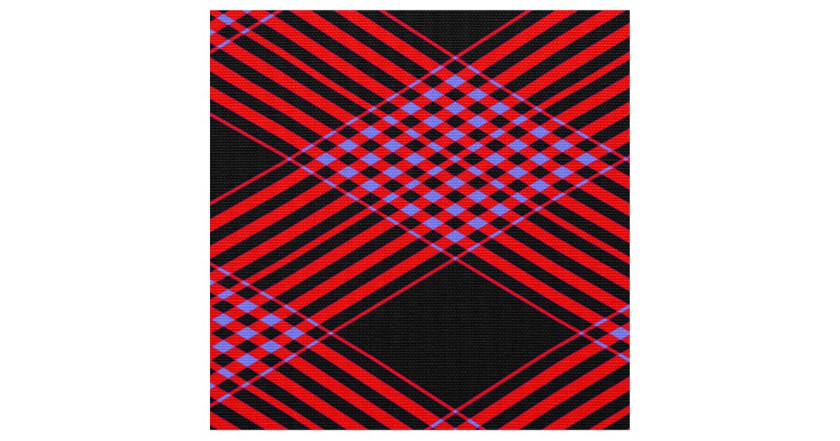 Gingham Chequered Red and Black Pattern Fabric Zazzle