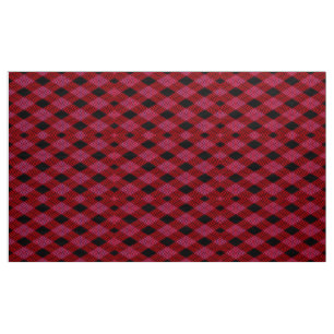 Gingham Chequered Red and Black Pattern Fabric