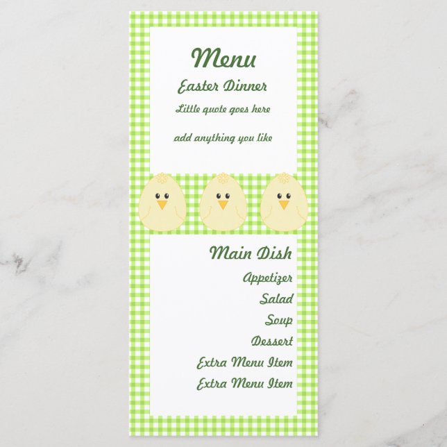Gingham Chicken Menu Card (Front)