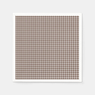 Gingham-Chocolate Brown-Paper Napkins