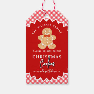 Gingham Christmas Cookies Baked Goods Gingerbread Gift Tags