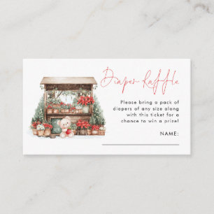 Gingham Christmas Market Diaper Raffle Baby Showe  Enclosure Card