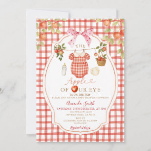 Gingham Clothesline Apple of our Eye Baby Shower  Invitation