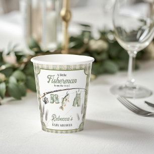 Gingham Clothesline Fishing Baby Shower Decor Paper Cups