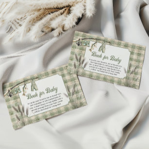 Gingham Clothesline Fishing Book For Baby Shower Enclosure Card