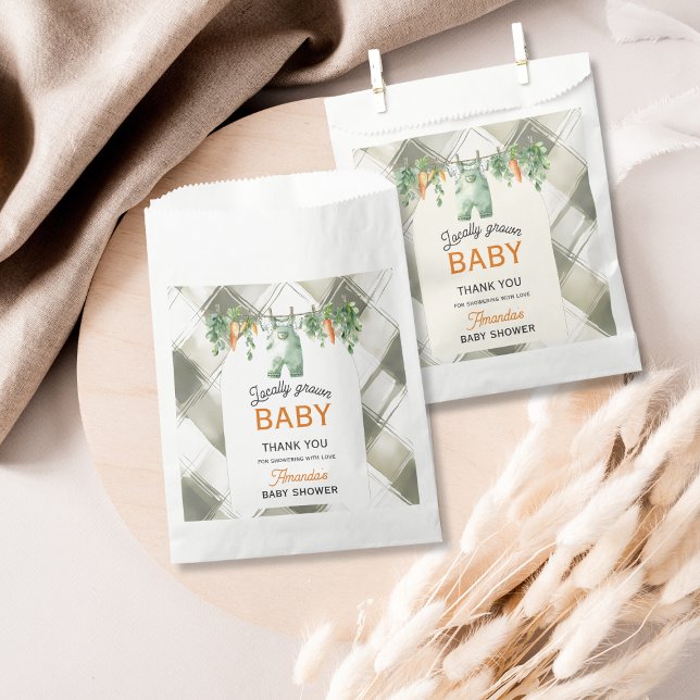 Gingham Clothesline Locally Grown Baby Shower Favour Bags (Creator Uploaded)