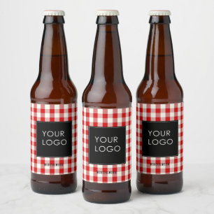 Gingham Company Business Logo Social Media  Beer Bottle Label