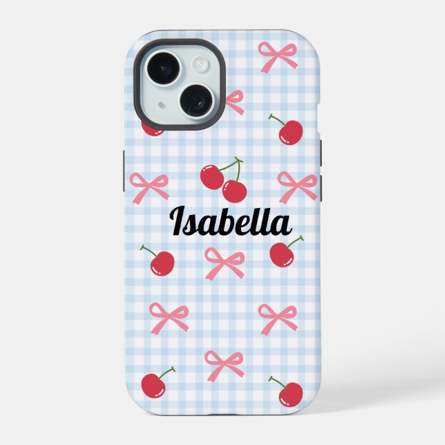 Gingham Coquette Bow Cherry iPhone Case  (Back)