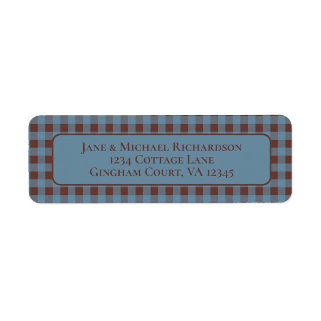 Gingham Cottage Cozy Blue and Brown Check Pattern (Front)