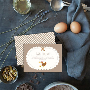 Gingham Cottagecore Hen Chick Books Baby Shower Enclosure Card