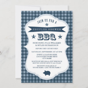 Gingham Couples Shower BBQ Invitation