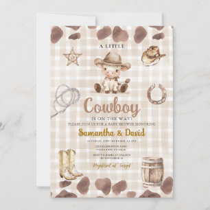 Gingham Cowboy is on the Way Baby Shower Invitation