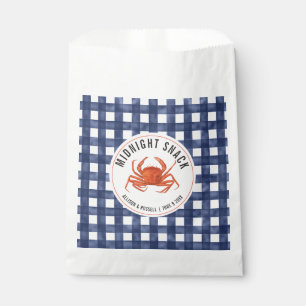 Gingham Crab Coastal Wedding Midnight Snack Favour Bags