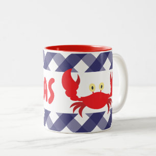 Gingham Crab Personalised Mug