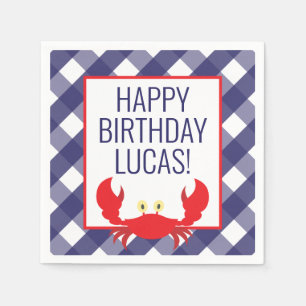 Gingham Crab Personalised Party Napkins