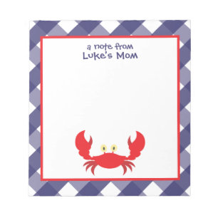 Gingham Crab Personalized Notepad