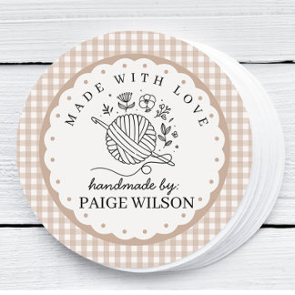 Gingham Crochet Classic Round Sticker