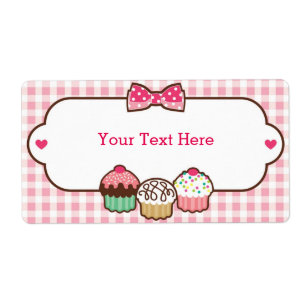 Gingham Cupcakes Bookplates Labels